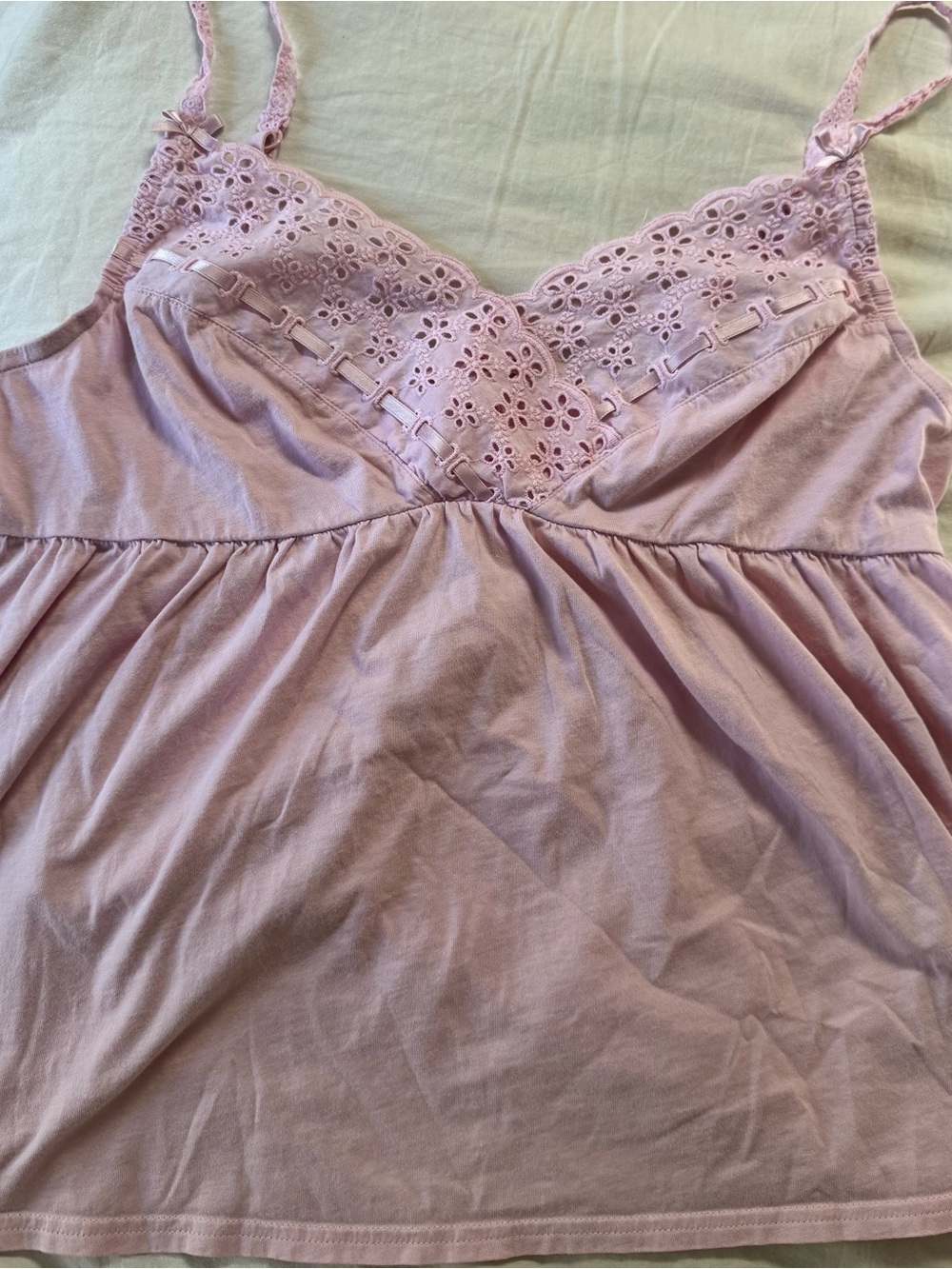 Victoria’s secret vintage pink eyelet babydoll top rare